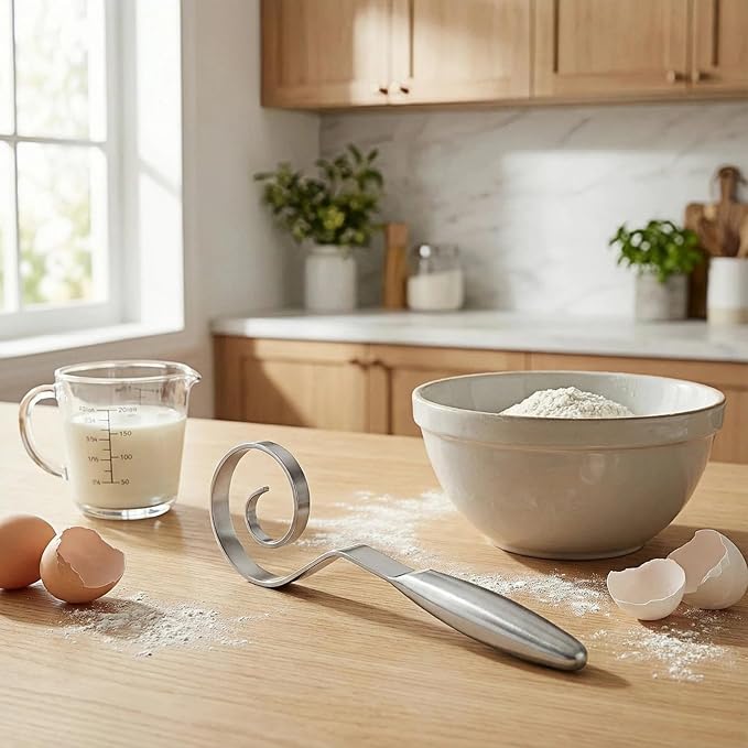 Maxjoy Danish Dough Whisk Stainless Steel Hook for Bread Sourdough Mixing