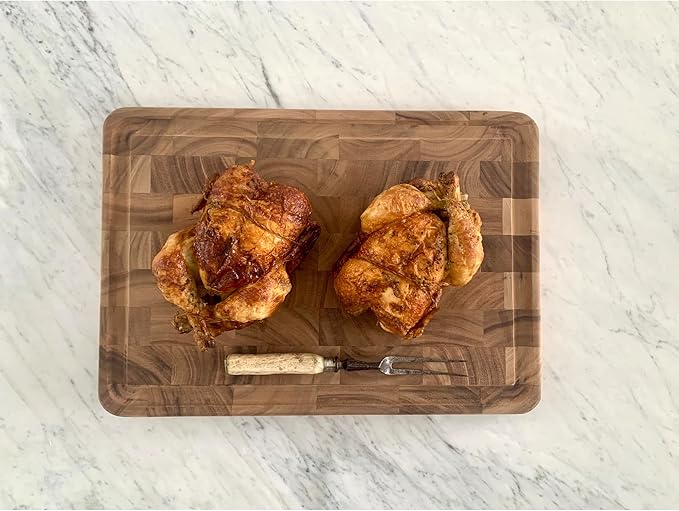 Ironwood Gourmet Large End Grain Prep Station and Large End Grain Prep Board With Juice Channel Set, Acacia Wood