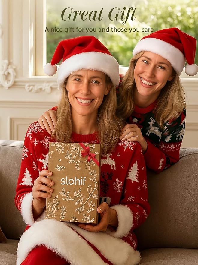 Slohif Long Silicone Oven Mitts Heat Resistant for Women - 2 Pcs Christmas Tree 100% Cotton Oven Gloves, Non-Slip and Waterproof Silicone Oven Mitts with Hanger for Baking and Cooking