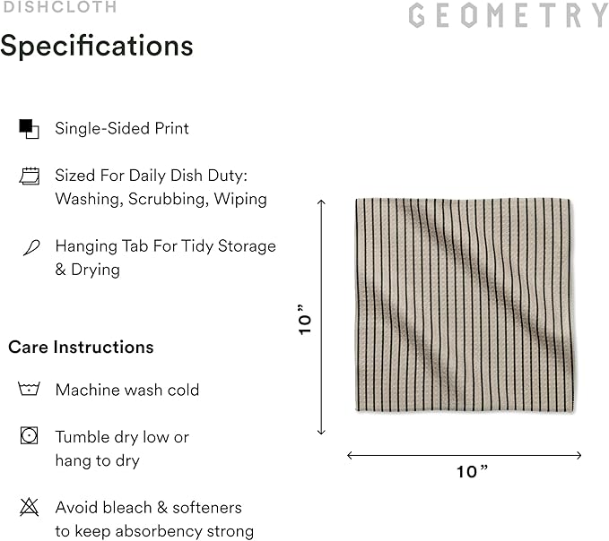 GEOMETRY Dishcloth – Evergreen Collection – Quick-Dry, Ultra-Absorbent, Reusable Microfiber Kitchen Towels for Drying & Cleaning - Pebble Play - 3 Pack