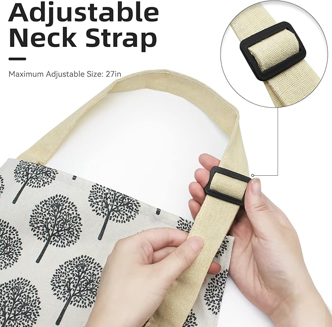 NLUS 2 Pack Waterproof Cooking Aprons, Adjustable Bib Soft Chef Apron with 2 Pockets for Men Women (Gray Stripe/Gray Trees)