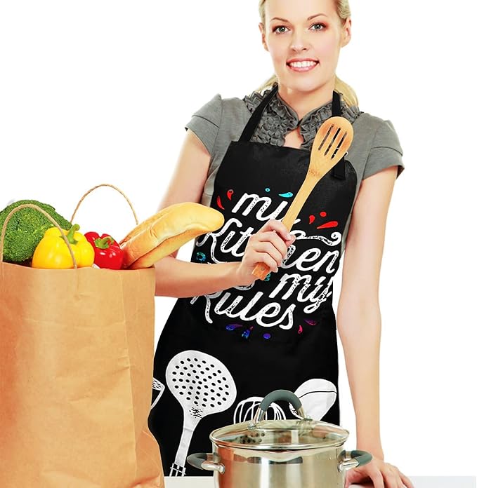 Sosolong Adjustable Waterproof Apron Bib Apron with 2 Pockets Cooking Kitchen Aprons for Women Men Chef
