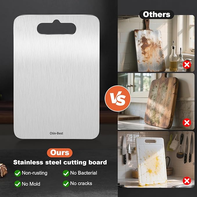 Cutting Board, Stainless Steel Cutting Board for kitchen, Meat,Fruit, Vegetables, L 15.4" * 11"