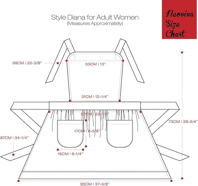 NEOVIVA Kitchen Aprons for Women with Pockets,Cooking Aprons for Women,Vintage Apron for Baking Gardening,Gifts for Mothers