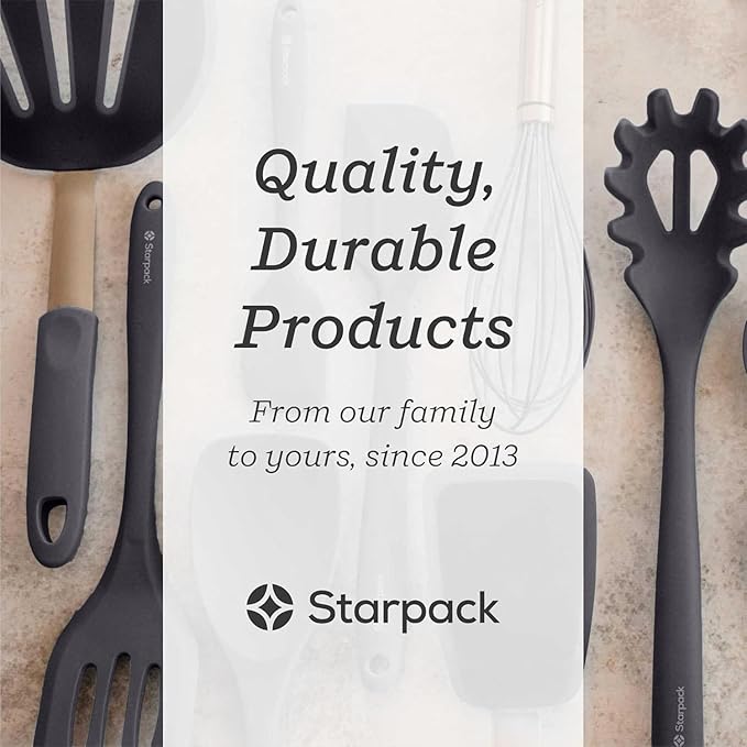 StarPack Premium Silicone Kitchen Tongs 12-Inch - Stainless Steel with Non-Stick Silicone Tips, High Heat Resistant to 600°F, For Cooking, Serving, Grill, BBQ & Salad (Stormy Grey)