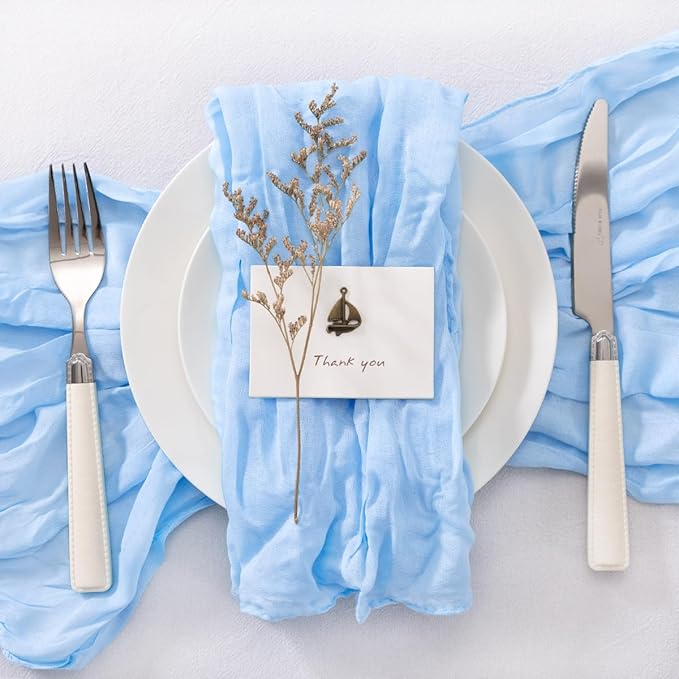 50 Pack Baby Blue Cheesecloth Napkins Cloth Spring Summer Light Blue Cloth Napkins Set of 50 Bulk 21x21 Inches for Wedding Baby Bridal Shower Birthday Dinner Party Table Decor
