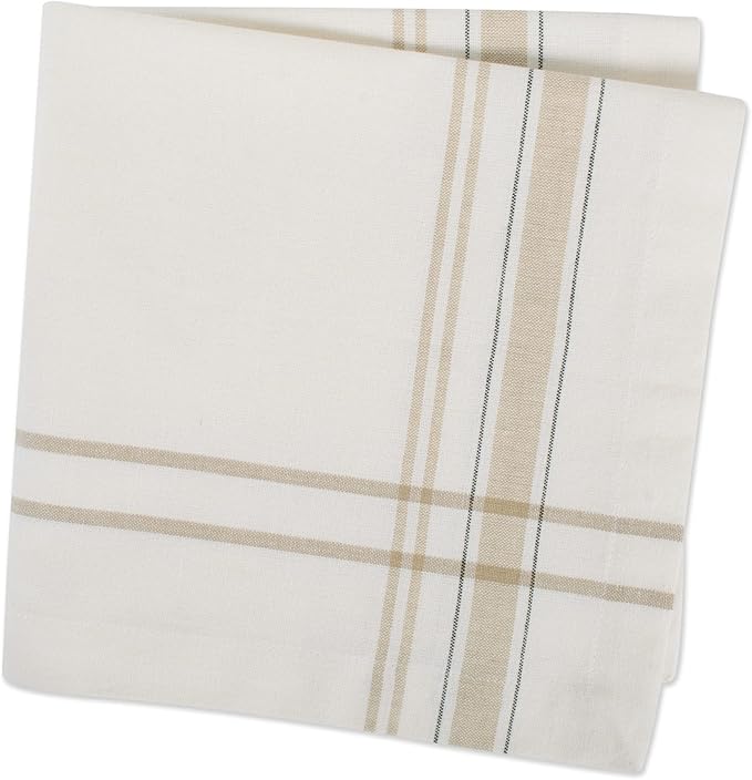 DII French Stripe Tabletop Collection Farmhouse Style Dining Table Linen Napkin Set, 20x20, White Chambray, 6 Piece