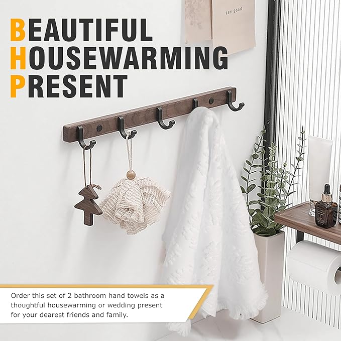 Luxury Decorative Hand Towels Bathroom: 2 Packs 14X30 100% Cotton Turkish Absorbent Soft Face Towel Set for Boho Bathroom Decor Kitchen Hotel Spa Farmhouse Guest Tea Gift (05 Snowflake, 14"x30")