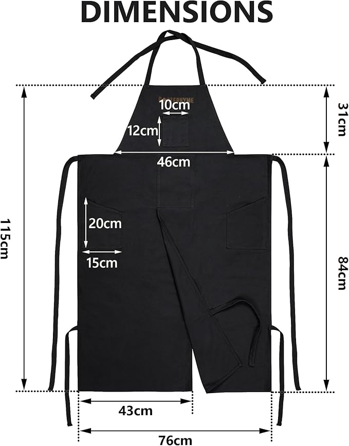 Full Coverage Pottery Apron Split Leg - 100% Cotton Canvas Potter's & Ceramics Aprons with Pockets for Women & Men