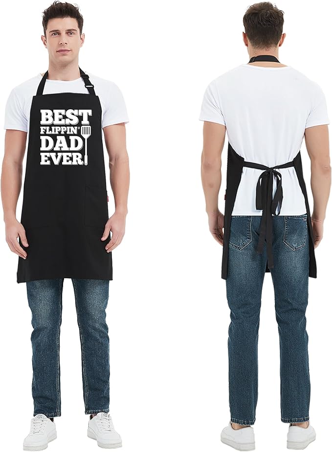 Kaidouma Funny Grilling Aprons for Men Dad - Men’s Funny Chef Cooking BBQ Grill Apron with 2 Pockets - Birthday Father's Day Christmas Gifts for Dad, Stepdad, Father in Law