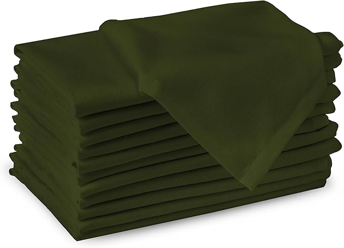 Encasa XO Leaf Green Cloth Napkins Set of 6, 17"x17" | Solid Color Cotton Dinner Napkins | Washable & Reusable Wedding Napkins for Holiday Dinners, Party, & Everyday Table Decor