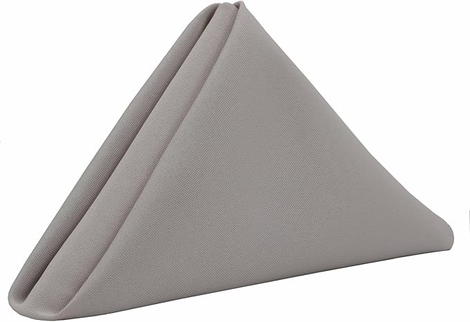 Your Chair Covers - 20 Inch Square Premium Polyester Cloth Napkins. Oversized, Double Folded and Hemmed Table Napkins for Restaurant, Bistro, Wedding, Thanksgiving and Christmas- (Gray) (Pack of 10)