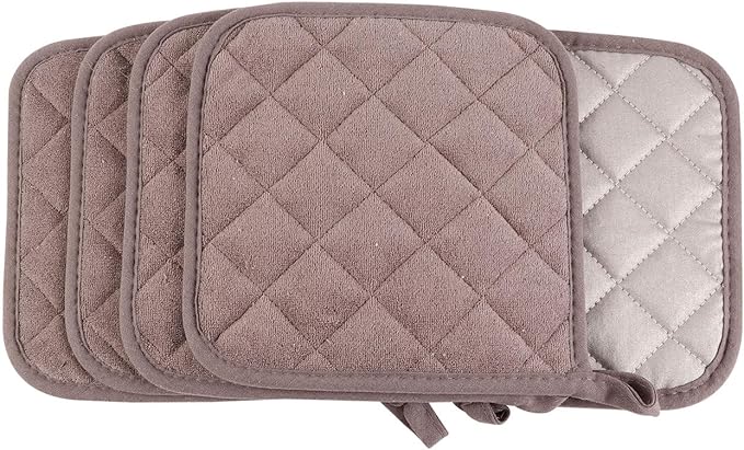 5 Pack Pot Holders for Kitchen Easy-Care Cotton Machine Washable hot Pads for Kitchen for Cooking and Baking Oven Dark Gray