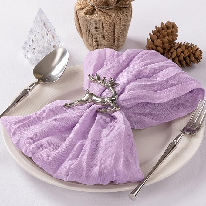 MLMC 40 Pack Cheesecloth Napkins Bulk Lilac Purple Dinner Cloth Napkins 21"x21" Boho Reusable Lavender Cloth Napkins in Bulk for Wedding Bridal Shower Baby Shower Birthday Events Table Decor