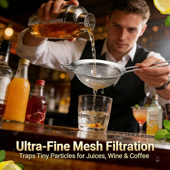 Anaeat Fine Mesh Strainers - Premium Stainless Steel Colander Sieve Sifters, with Durable Mesh and Sturdy Handle, Excellent for Sifting Dry ingredients, Flour, Pastas, Rice, Tea (7.09"）