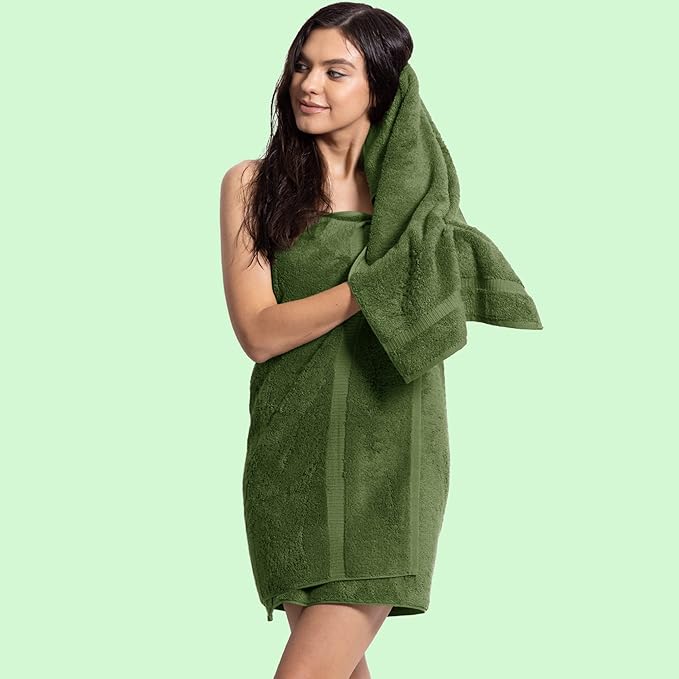 Chakir Turkish Linens 100% Cotton Premium Turkish Towels for Bathroom, 2 Large Bath Towels 36x60, 2 Hand Towels, 2 Washcloths (6-Piece Towel Set, Moss)