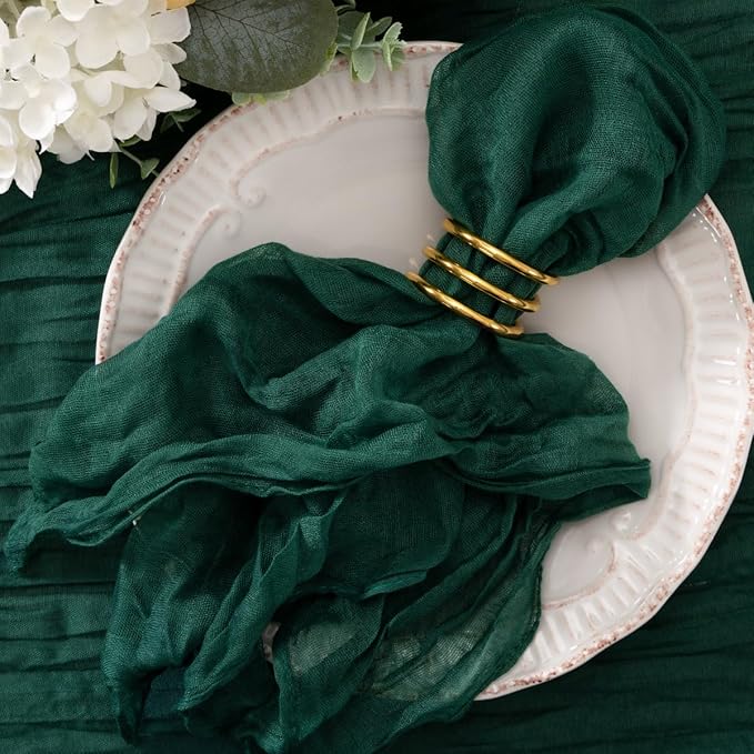 20 Pack Emerald Green Cheesecloth Napkins Cloth Washable Spring Summer Napkins Set of 20 Bulk 21x21 Inches for Wedding Baby Bridal Shower Birthday Dinner Party Table Decor