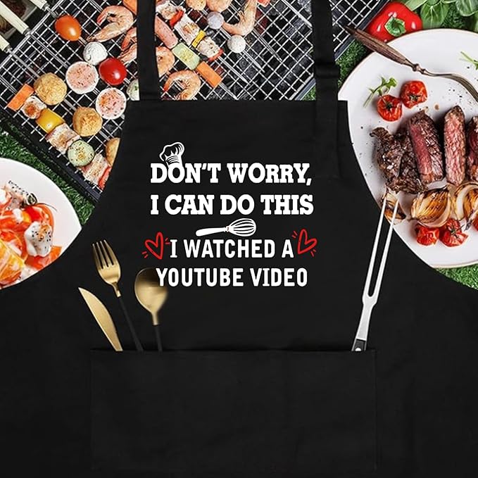 ONFAON Funny Apron for Men Women, Father's Day Gifts, Gifts for Mom,Birthday Gifts for Men Women，Cooking Grilling Apron
