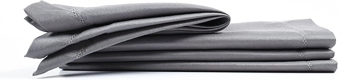 Cloth Dinner Napkin Set of 4 20x20 Inches - Grey, Decorative Hemstitched Spring Premium Polyester Cloth Dinning Napkins Ideal for Kitchen, Wedding, Easter | Washable BBQ Parties Napkin for Daily Use