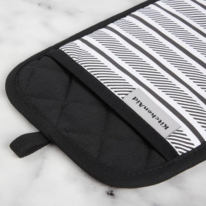 KITCHENAID Albany Pot Holder 2-Pack Set, Matte Black, 7"x10"