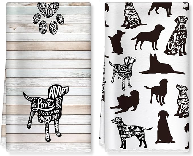 Funny Black Dogs Microfiber Kitchen Towels, Soft Absorbent Hand Towel 15.7 × 23.6 Inch, Thick Dish Cloth for Party Anniversary Holiday Decoration, Housewarming Gifts for Mom