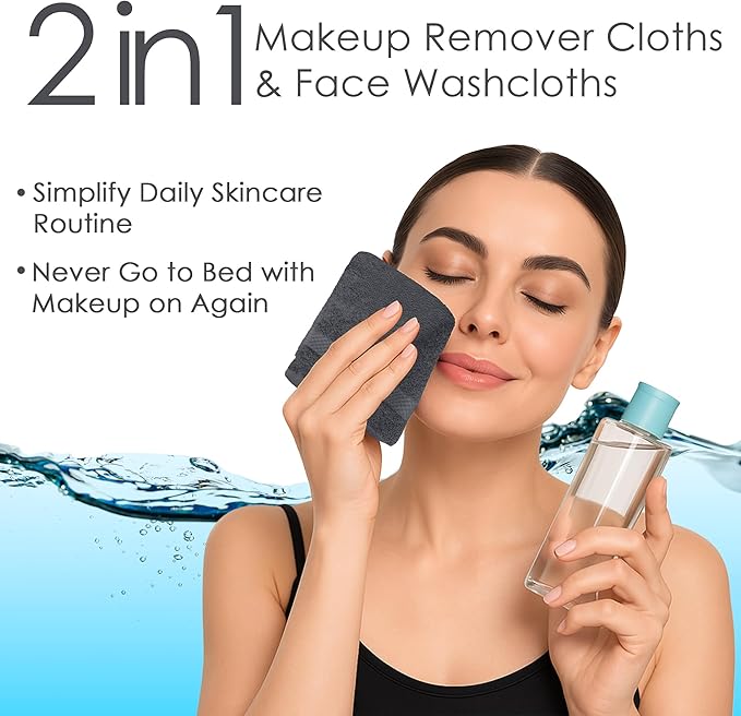 DAN RIVER 12-Pack Premium 100% Cotton Dark Gray Face Towels for Bathroom - Reusable Face Wash Cloths for Showering 12x12 Inches - 550 GSM Super Soft & Absorbent Luxury WashCloths for Body, Spa & Gym