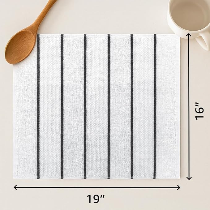 DecorRack 4 Pack Large Kitchen Towels, 16x19 inch Absorbent Dishcloths, 100% Cotton Terry Cleaning Cloth, Grey Set (Pack of 4)
