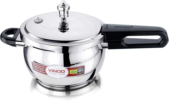 Vinod Pressure Cooker Stainless Steel – Glass Lid Handi Pot - 6.5 Liter – Indian Pressure Cooker – Stove Top Sandwich Bottom – Best Used For Indian Cooking, Soups, and Rice Recipes, Quinoa