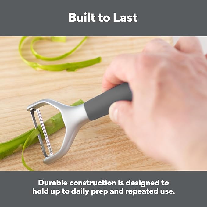 Misen Stainless Steel Vegetable Peeler - Dishwasher Safe Y Peeler - Easy to Use with Potatoes, Cabbage, Carrots, and More - Progessional Grade Kitchen Tool - Gray