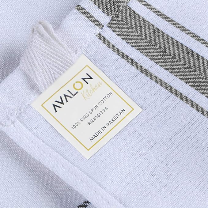 Avalon Kitchen Dish Towels Set (Value Pack of 30) Size 15x25 Inch, 100% Cotton Soft & Absorbent Kitchen Towels, Tea Towels, Reusable Cleaning Cloths for Household Cleaning (Grey)