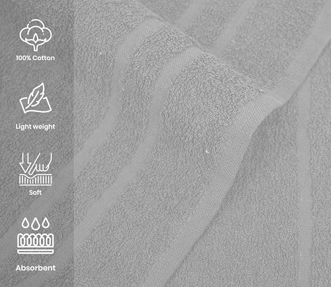 Cinara Bed & Bath Premium 100% Cotton Hand Towels – Soft, Quick Dry & Highly Absorbent – 16x27 Inches, Pack of 24 – Ideal for Bathroom, Salon, Gym, Spa & Everyday Use – Light Grey
