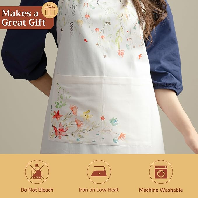 Maison d' Hermine 100% Cotton Apron for women with Pocket Kitchen Chef Apron for Men Cooking Mothers Day Gifts