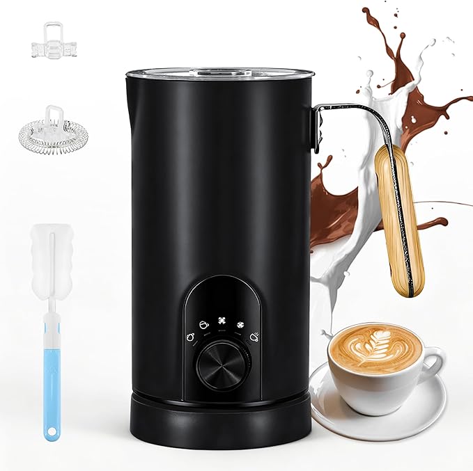 2026 Upgraded Milk Frother and Steamer, 19.9 OZ Detachable Milk Frother for Coffee with Temperature Display, 5 in 1 Large Capacity Automatic Warm and Cold Foam Maker for Coffee, Latte, Cappuccino