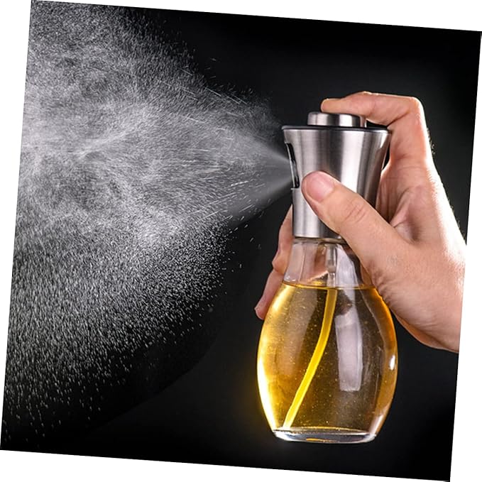 Luxshiny Stainless Steel Oil Spray Bottle Manual Kitchen Oiler for Cooking Roasting Grilling Portable Olive Oil Vinegar Sprayer with Even Mist Dispersion and Reusable Design