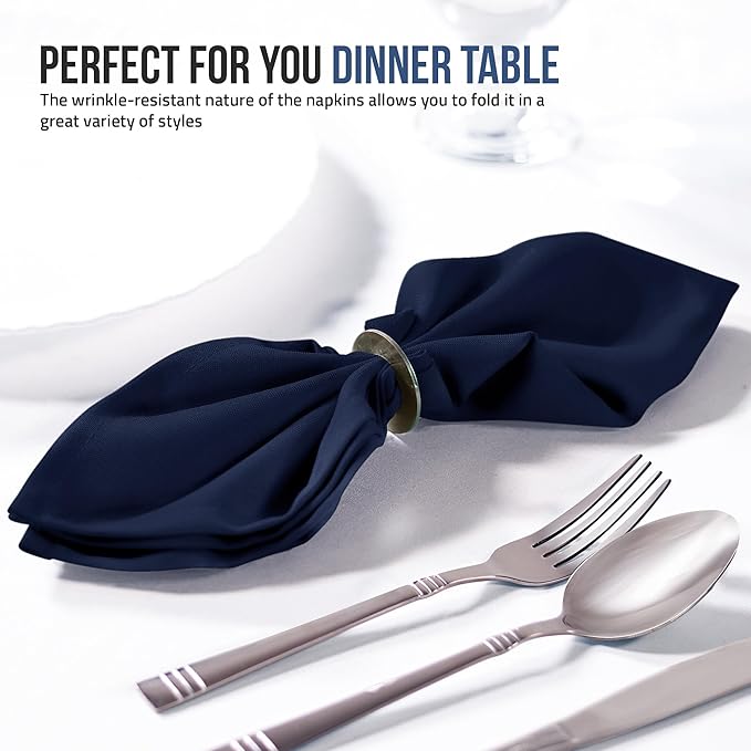 Utopia Home Navy Blue Cloth Napkins (12 Pack, 17x17 Inches), Ideal Dinner Napkins for Party, Wedding and Lunch/Dinner