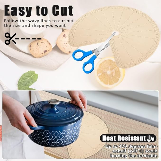 2 PCS 26" Lazy Susan Shelf Liner, Jaxbo Silicone Lazy Susan Liner for Dual Tier Pie Cut Organizer,Non-Slip Thermal Protection Mat