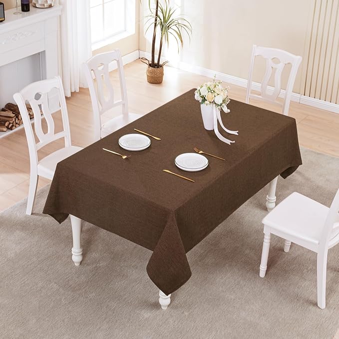 BALCONY & FALCON Square Tablecloth Washable Wrinkle Resistant and Water Proof Small Table Cloth Decorative Linen Fabric Tablecloth for Dining Parties Kitchen Wedding and Outdoor Use (Brown, 47x47)