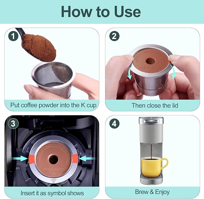 RETHONE K Cup Reusable Coffee Pods, Stainless Steel Reusable K Cups Compatible with Keurig 1.0 & 2.0 Coffee Machines Brewers Refillable K Cups (3 Pack)