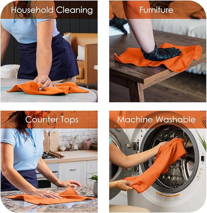 Avalon Towels Microfiber Cleaning Cloths (Value Pack of 36) - Size 16 x 16 Inches, Highly Absorbent Cleaning Rags, Lint Free, Reusable and Washable, Microfiber Towels for Cars