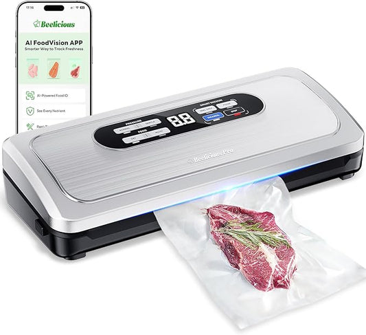 Vacuum Sealer Machine with AirLock ProSeal System, 10-in-1 Vacuum Sealer for Food, Dry & Moist Modes, Compact Design with Digital Timer, Built-in Cutter & Roll Storage, Silvery-White