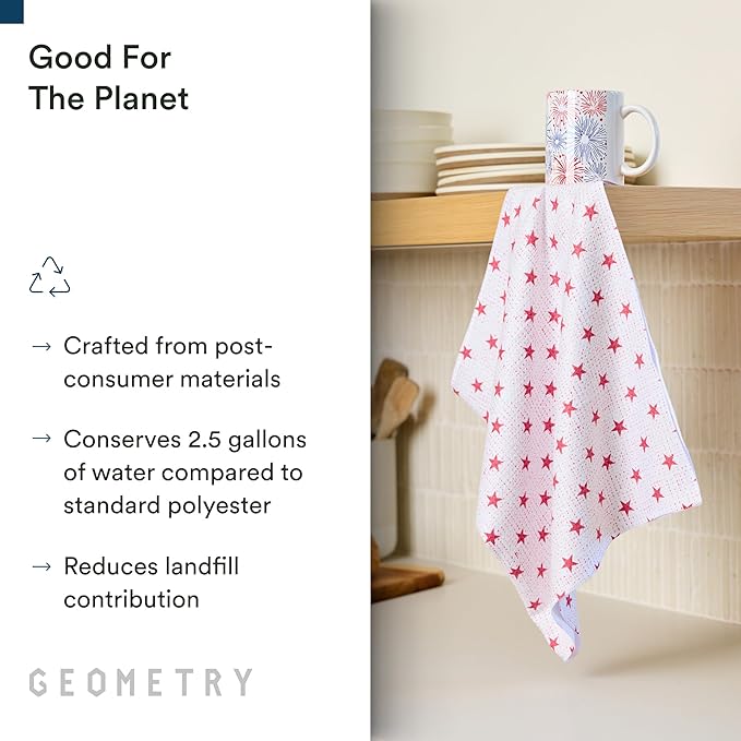 GEOMETRY Kitchen Tea Towel - Quick Dry Microfiber Cloth Dish Towels for Kitchen Drying - Premium Quick Dry Towel (USA Party, 1-Pack)