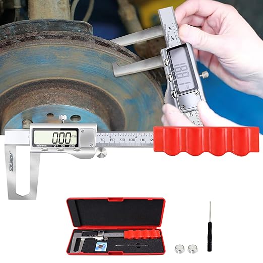 GODESON Disc Brake Rotor Micrometer,Digital Caliper Measuring Tool for Disc Brake-6 Inch/150mm,Brake Measuring Tool wtih Caliper- Inch/Metric Conversion, Brake Caliper with Stainless Steel