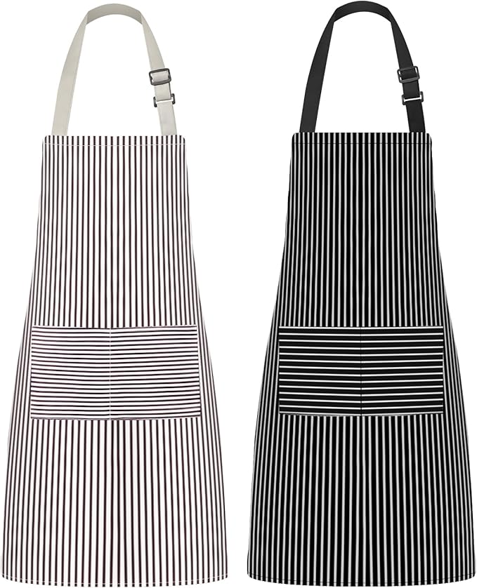 Syntus Apron for Men Women, Adjustable Cooking Kitchen Chef Aprons with 2 Pockets, Cotton/Polycotton/Polyester