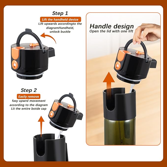 Glass 2 In 1 Olive Oil Dispenser Bottle for Kitchen Gadgets, Olive Oil Sprayer for Cooking 17oz/500ml (Light Blockage, Black)