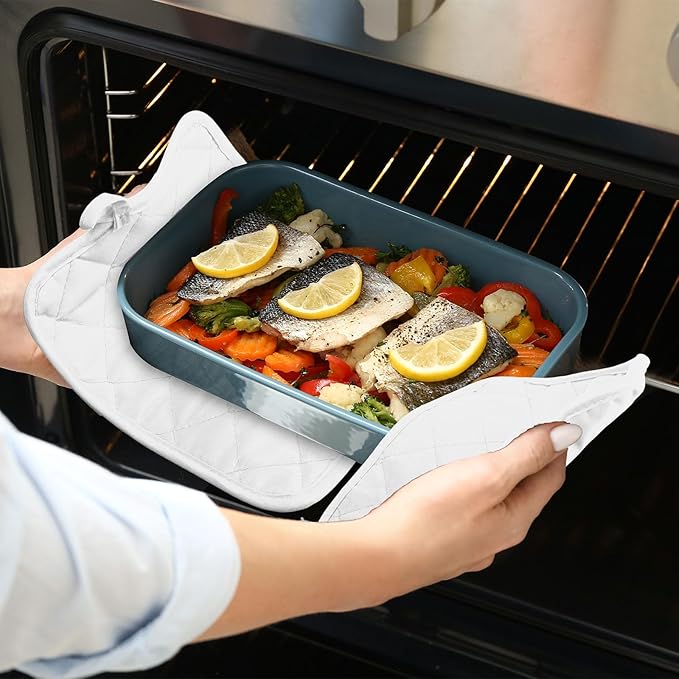 Hoolerry 40 Pieces Pot Holders with Pocket Sublimation 7x9'' Cotton Oven Pot Holders Bulk with Hanging Loops Pads for Kitchen Cook Baking (White)