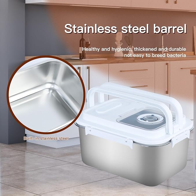 YXQ 10L Stainless Steel Flour Storage Containers with Lid Rice Grain Kitchen Bucket Airtight Canister for Cereals Flour Sugar Tea Milk Wine Ice, Dry/Wet Food,Grey