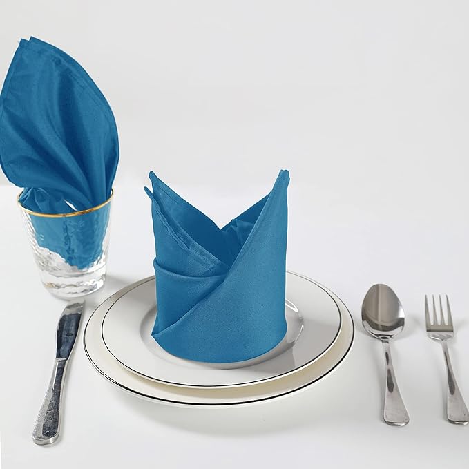 Cloth Napkins 20x20 inch Washable Polyester Dinner Napkins Soft Table Napkins for Wedding Party Dining Banquet(Mediterranean Blue,25PCS)