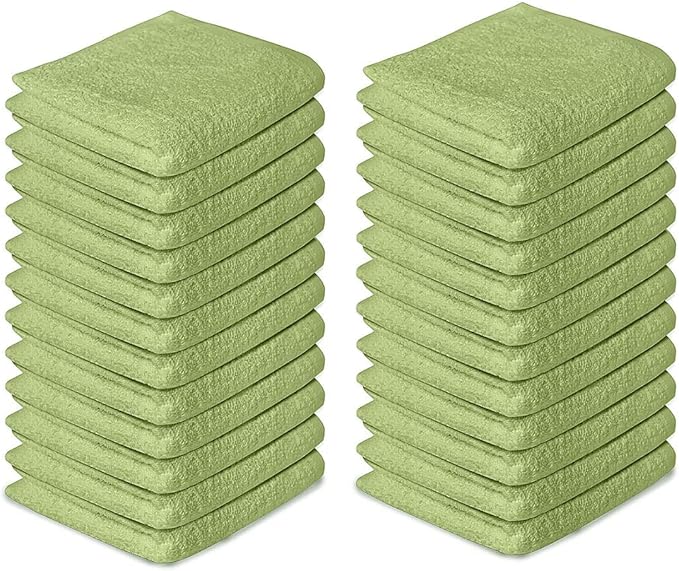 Softolle 100% Cotton Washcloths 60 Pack (12x12 Inches) Soft, Highly Absorbent Washcloth, Face Towels, Wash Cloths for Face, Ring Spun, Bulk Pack (Sage Green)
