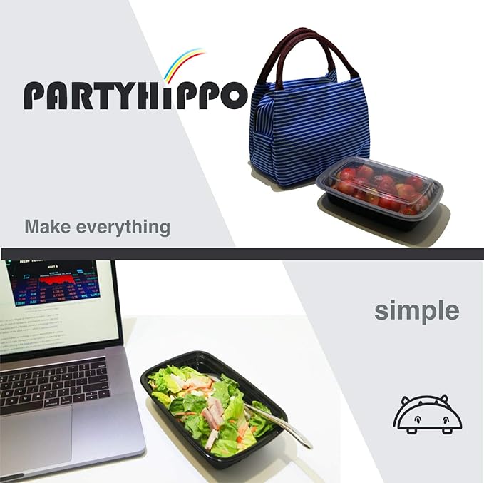 PARTYHIPPO Small Meal Prep Containers Single Lids, 12 OZ [25-Pack] Food Storage Bento BPA Free | Stackable | Reusable Lunch Boxes, Microwave/Dishwasher, Freezer Safe,Portion Control (12 OZ 25 pack)