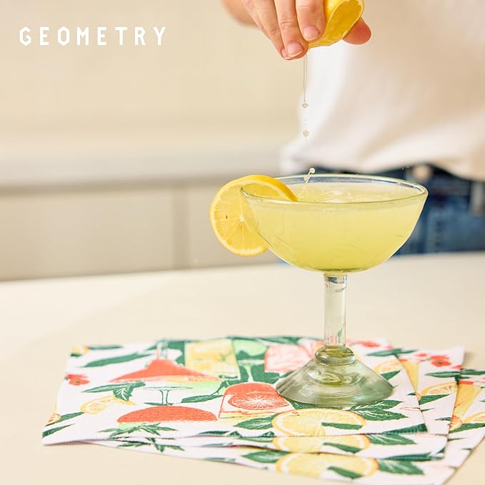 GEOMETRY Dishcloth – Spring & Summer Collection – Quick-Dry, Ultra-Absorbent, Reusable Microfiber Kitchen Towels for Drying & Cleaning - Summer Refreshments - 3 Pack